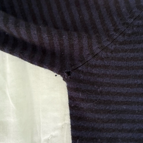 Daniel Buchler Striped Wool Cotton Hoodie Sweater XL Navy Gray - Picture 6 of 10